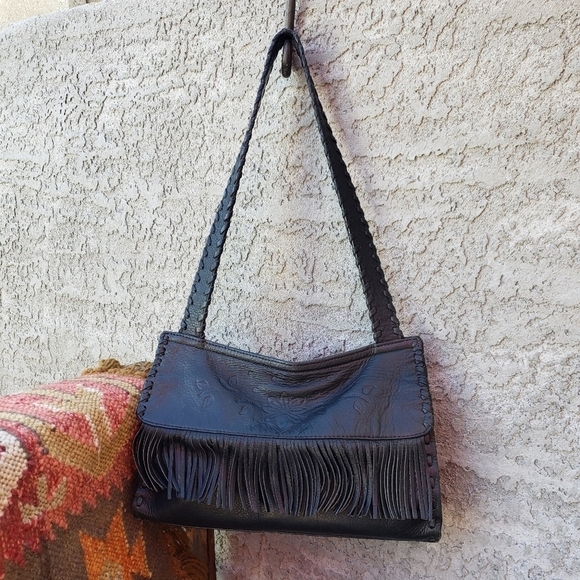 🤩RARE Fossil Leather Fringe Hobo Shoulder Bag‎ - Picture 6 of 12